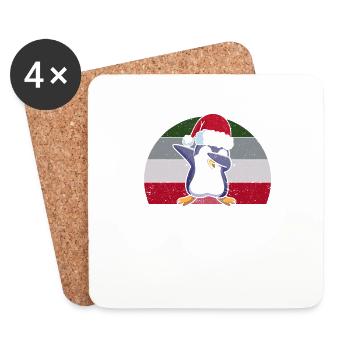 Dabbing Pingouin Dab Danse Noël PJs Fröhliche - Dessous de verre (lot de 4) - blanc - Devant