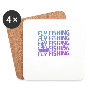Retro Vintage Classic Fly Fishing Fisherman - Coasters (set of 4) - white - Front