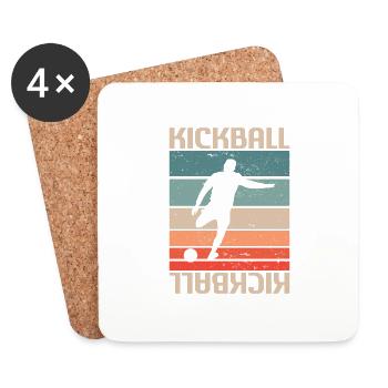 Joueur de Kickball Classique Rétro Vintage - Dessous de verre (lot de 4) - blanc - Devant