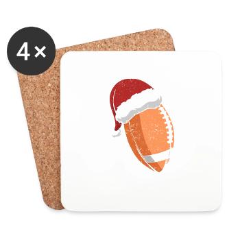 American Football Weihnachtsmütze Sport Weihnacht - Untersetzer (4er-Set) - Weiß - Vorne