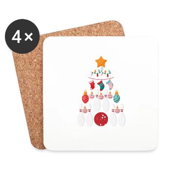 Funny Bowling Players Christmas Tree Lights - Coasters (set of 4) - white - Front