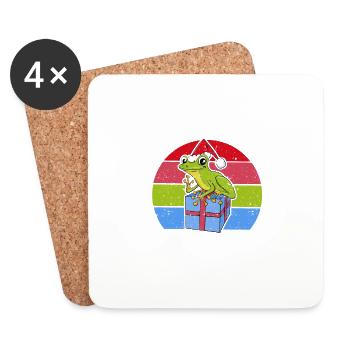 Grenouille Pyjama de Noël Casquette de Père Noël - Dessous de verre (lot de 4) - blanc - Devant