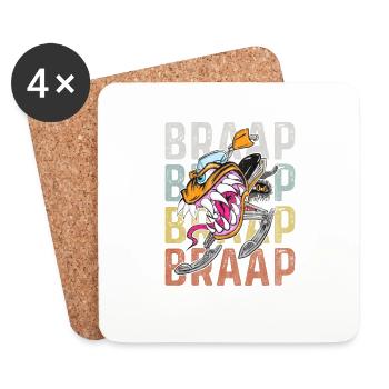 Schneemobil Monster Braap Braap Retro - Untersetzer (4er-Set) - Weiß - Vorne