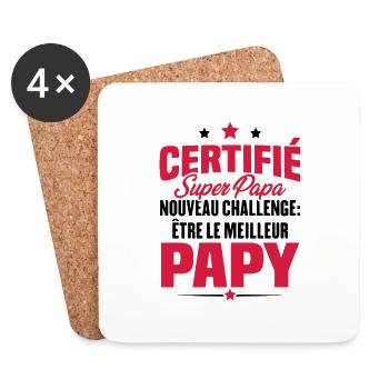 Cadeau nouveau challenge être le meilleur papy - Dessous de verre (lot de 4) - blanc - Devant
