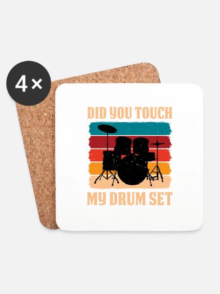 Did You Touch My Drum Set 13 - Untersetzer (4er-Set) - Weiß