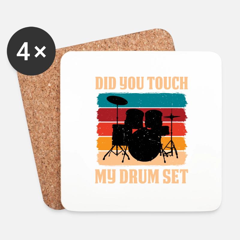 Did You Touch My Drum Set 13 - Untersetzer (4er-Set) - Weiß