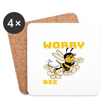 Don't Worry Bee Happy 33 - Coasters (set of 4) - white - Front