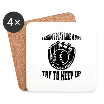 Baseball Woman Baseball Game Baseball Lover - Coasters (set of 4) - white - Front