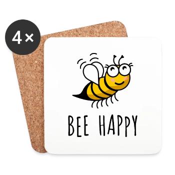 abeille heureuse - Dessous de verre (lot de 4) - blanc - Devant