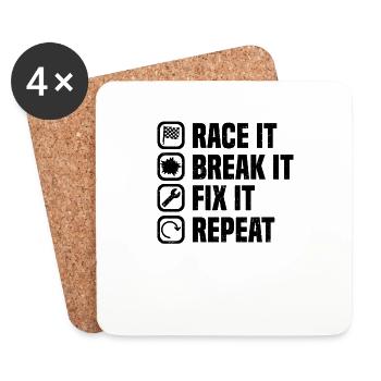Muscel Car V8 Turbocompresseur Tuning Voiture de course - Dessous de verre (lot de 4) - blanc - Devant
