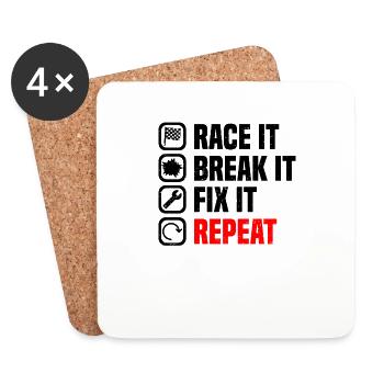 Muscel Car V8 Turbocompresseur Tuning Voiture de course - Dessous de verre (lot de 4) - blanc - Devant