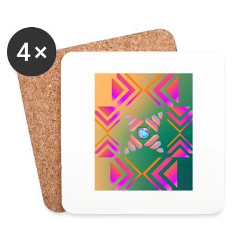 Moderne Kunst Grafik-Design 2 formen Linien Farben - Untersetzer (4er-Set) - Weiß - Vorne