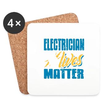Electrician Lives Matter Cool Retro T-Shirt - Untersetzer (4er-Set) - Weiß - Vorne
