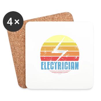 Retro Vintage Electrician Awesome Cool Designs - Untersetzer (4er-Set) - Weiß - Vorne