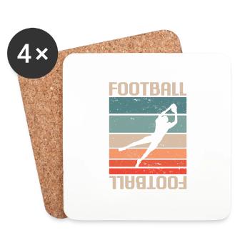 Joueur de football rétro vintage classique - Dessous de verre (lot de 4) - blanc - Devant