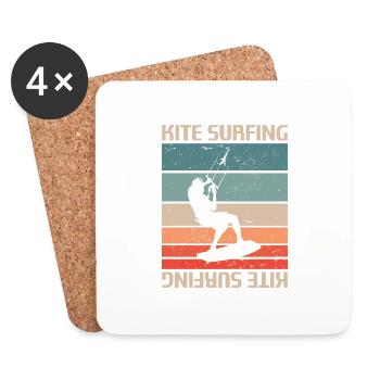 Retro Vintage Classic Kite Surfing Surf Surfer - Coasters (set of 4) - white - Front