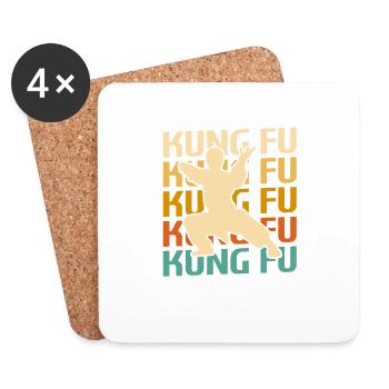 Retro Vintage Classic Kung Fu Martial Artist - Coasters (set of 4) - white - Front
