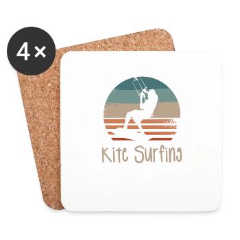 Retro Vintage Classic Kite Surfing Surf Surfer - Coasters (set of 4) - white - Front