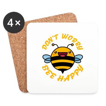 Ne vous inquiétez pas Bee Happy 32 - Dessous de verre (lot de 4) - blanc - Devant
