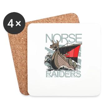 Norse Raiders Nordische Räuber Wikinger Norwegen - Untersetzer (4er-Set) - Weiß - Vorne