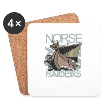 Norse Raiders Nordische Räuber Wikinger Norwegen - Untersetzer (4er-Set) - Weiß - Vorne