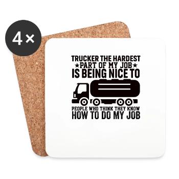 Truck Driver Truck Driver Diesel - Coasters (set of 4) - white - Front