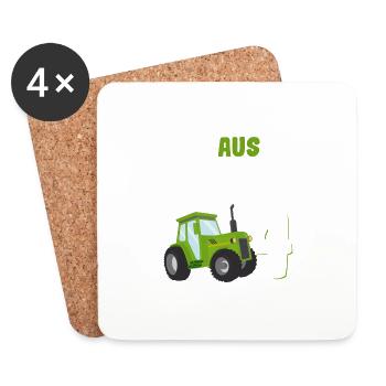 Aus Dem Weg Ich Bin Schon 4 Traktor Geburtstag Kin - Untersetzer (4er-Set) - Weiß - Vorne