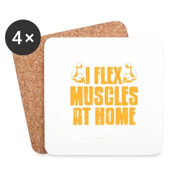 I Flex Muscles At Home Cool Retro Fitness Trainer - Coasters (set of 4) - white - Front