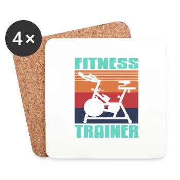 Retro Vintage FITNESS Trainer Awesome T-Shirt - Coasters (set of 4) - white - Front