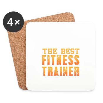 Le meilleur entraîneur de fitness Cool Retro Fitness Coach - Dessous de verre (lot de 4) - blanc - Devant