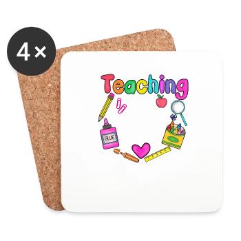 Lehrerinnen Lehrer Schule Lehrperson Lehrkörper - Untersetzer (4er-Set) - Weiß - Vorne