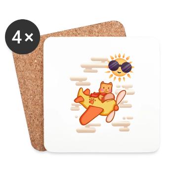Pilote Cat Sky - Dessous de verre (lot de 4) - blanc - Devant