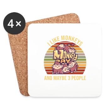 I Like Monkeys And Maybe 3 People - Coasters (set of 4) - white - Front