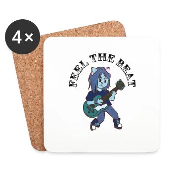 Cat joue de la guitare - Dessous de verre (lot de 4) - blanc - Devant