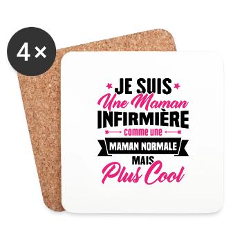 Maman infirmière comme une Maman normale plus cool - Dessous de verre (lot de 4) - blanc - Devant