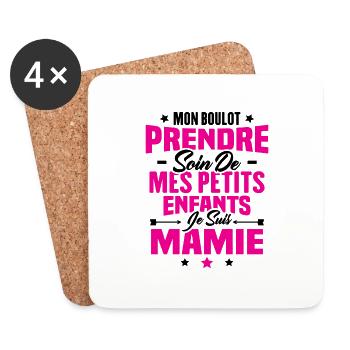Prendre soin de mes petits enfants, Je suis mamie - Dessous de verre (lot de 4) - blanc - Devant