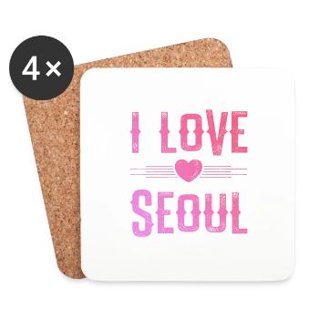 I Love Seoul - Untersetzer (4er-Set) - Weiß - Vorne