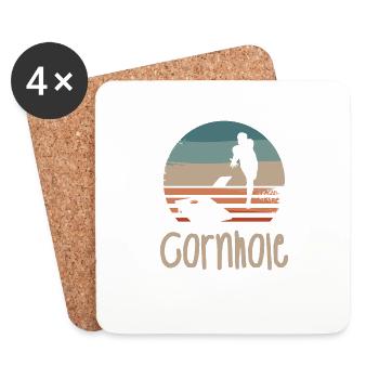 Retro Vintage Classic Cornhole Player - Dessous de verre (lot de 4) - blanc - Devant