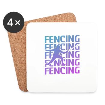 Retro Vintage Classic Fencing Fencer - Untersetzer (4er-Set) - Weiß - Vorne