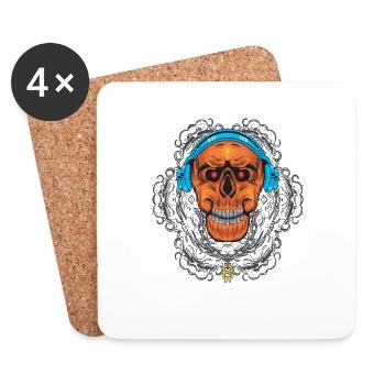 Totenkopf Tot Skelett - Untersetzer (4er-Set) - Weiß - Vorne