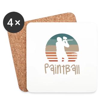 Retro Vintage Classic Paintball Player - Coasters (set of 4) - white - Front