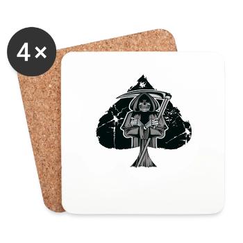 Skelett Totenkopf Schwarz - Untersetzer (4er-Set) - Weiß - Vorne