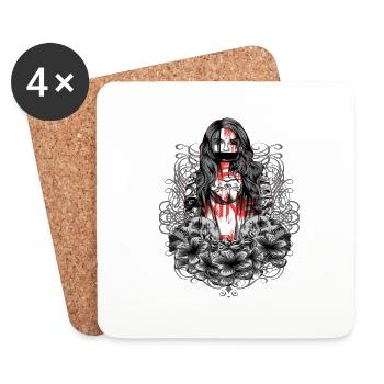 Skelett Totenkopf Schwarz - Untersetzer (4er-Set) - Weiß - Vorne