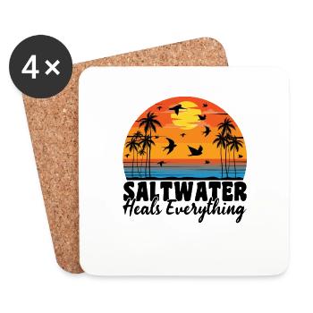 Salt water Beach life Sea Salt Salty water - Coasters (set of 4) - white - Front