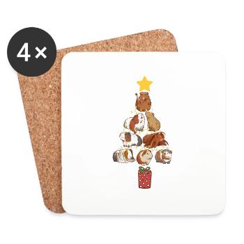 Baum Meerschweinchen Weihnachten Tiere Liebhaber - Untersetzer (4er-Set) - Weiß - Vorne