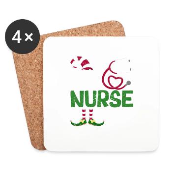 Drôle de groupe de pyjama familial assorti Noël - Dessous de verre (lot de 4) - blanc - Devant