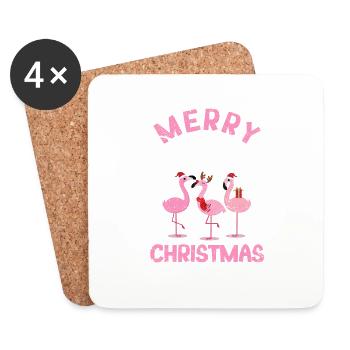 Joyeux flocage Noël Tropical Florida - Dessous de verre (lot de 4) - blanc - Devant