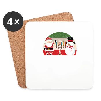 Merry Christmas Hanukkah Christmas Hanukkah Christmas - Coasters (set of 4) - white - Front