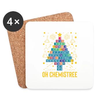 Oh Chemistree Science Arbre de Noël Chimie - Dessous de verre (lot de 4) - blanc - Devant
