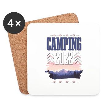 Camping 2022 - Dessous de verre (lot de 4) - blanc - Devant